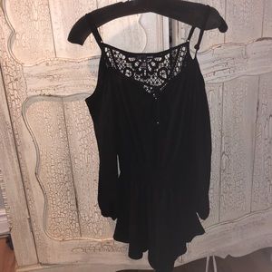AQUA romper- off the shoulder & lace back